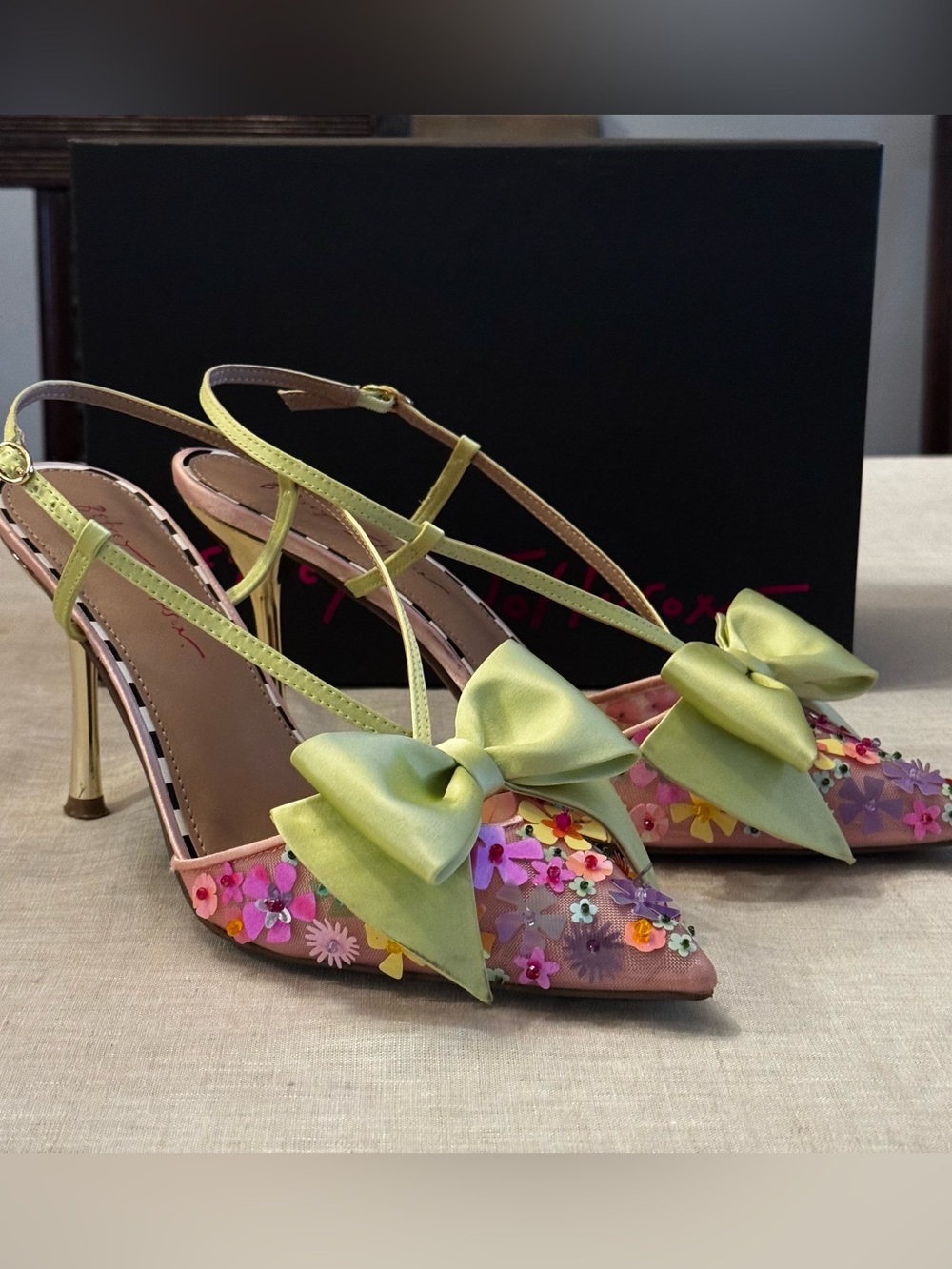 Betsey Johnson “Melisa Pink Multi” Floral Bow Heels - Size 11 - Picture 13 of 13